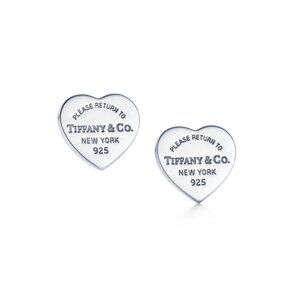 Tiffany & Co Heart Tag Stud Earrings in Silver